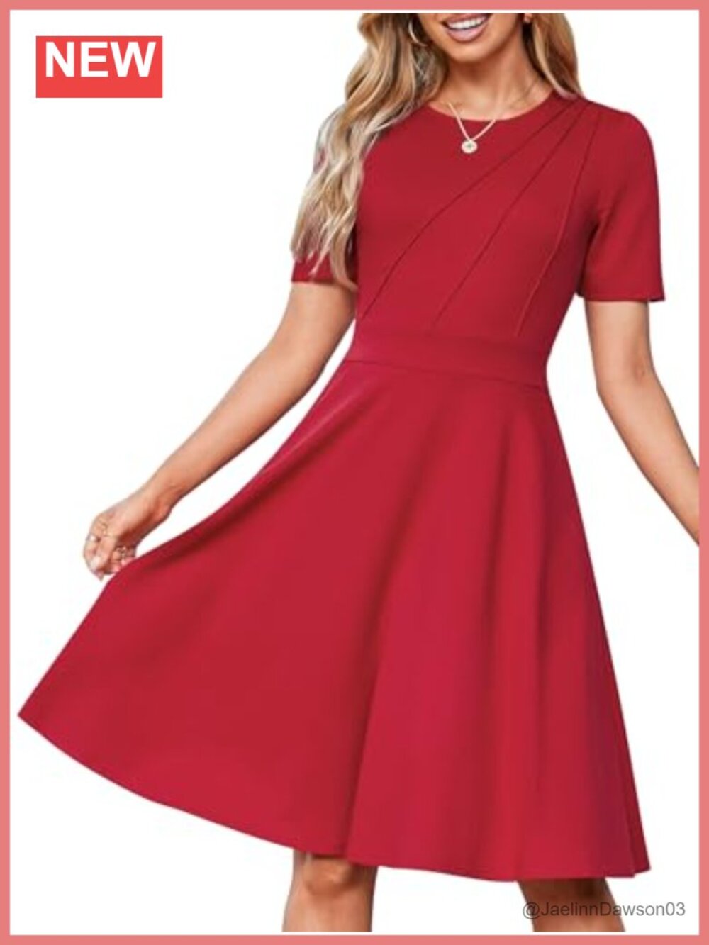 Fit and Flare Business Casual A-Line Dress with Pockets Short Sleeve